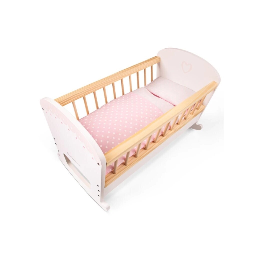 New Classic Toys - Fa ágy játékbabáknak rózsaszín