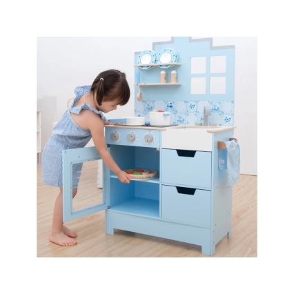 New Classic Toys - Fa konyha kiegészítőkkel kék