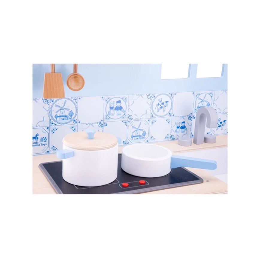 New Classic Toys - Fa konyha kiegészítőkkel kék