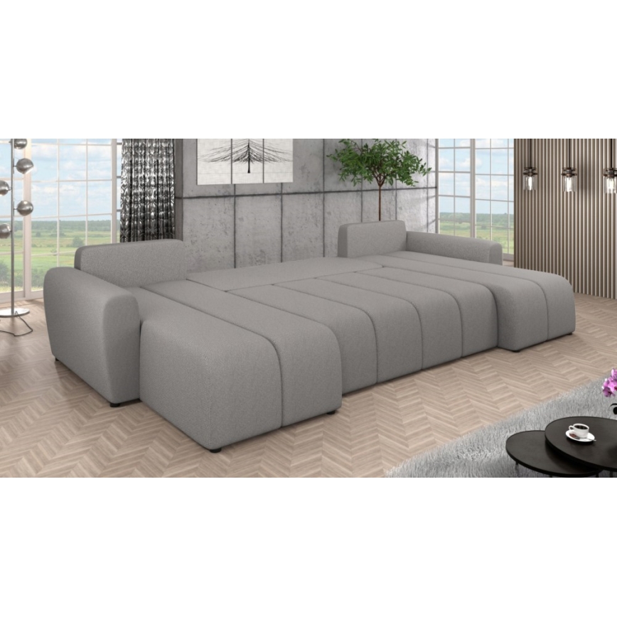 NEWPORT kárpitozott, univerzális, kihúzható U-alakú ülőgarnitúra, szürke