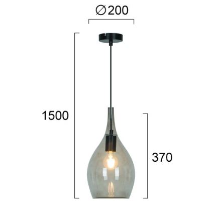 NEXT kábeles függőlámpa 1xE27/40W/230V, füstszínű fekete