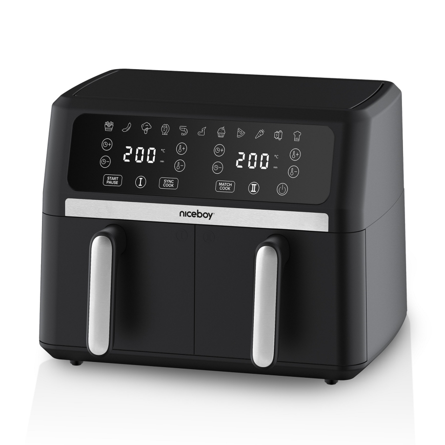 Niceboy AirFryer DUO - Duális forrólevegős fritőz, 9 l, 2400 W / 230 V