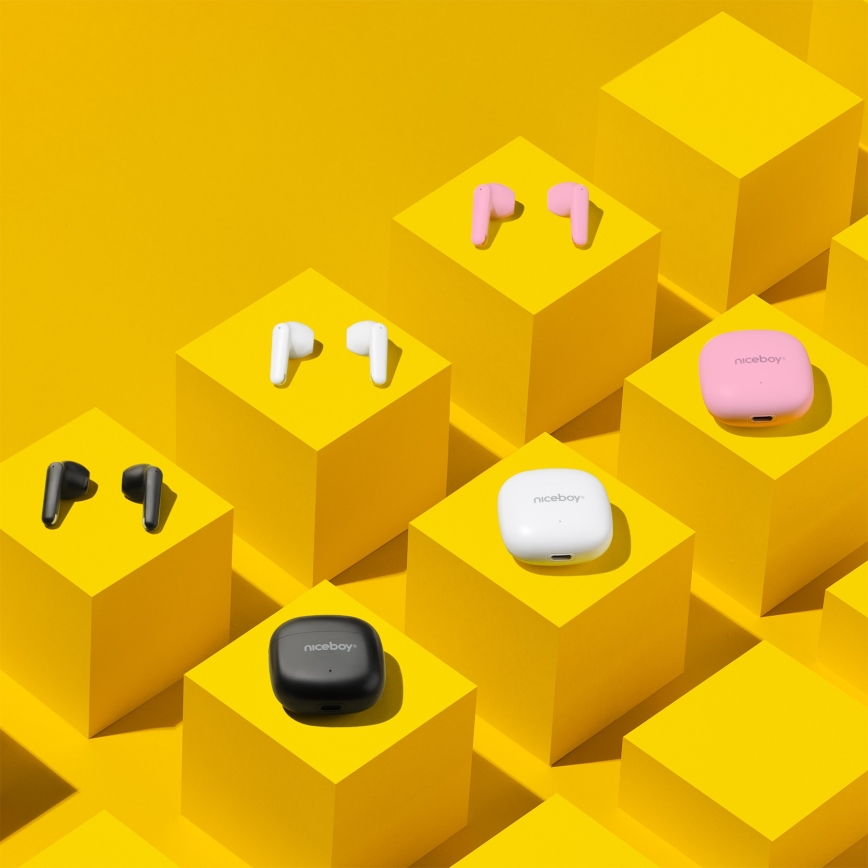 Niceboy Beans 4 POP - Vezeték nélküli fülhallgatók 200 mAh + 2x 30 mAh IPX4 rózsaszín