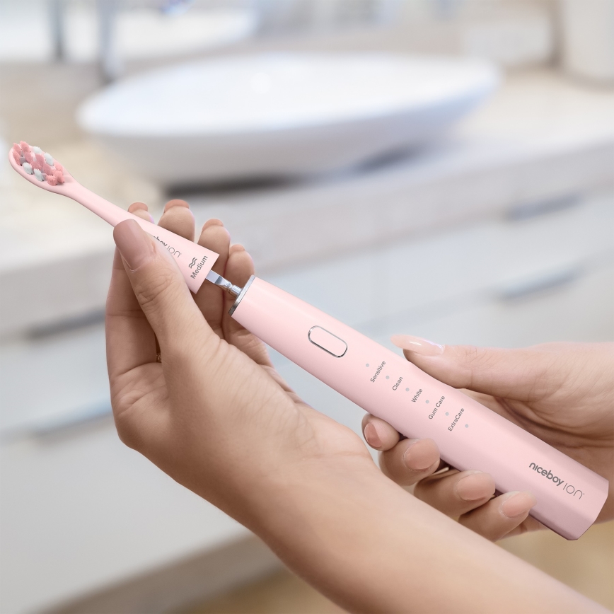 Niceboy ION Sonic - Szónikus fogkefe IPX7 rózsaszín