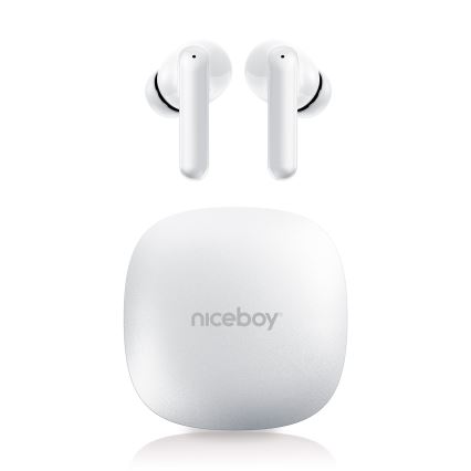 Niceboy Pins 4 PRO - Vezeték nélküli fülhallgató ANC-vel 380 mAh + 2x 35 mAh IP54 fehér