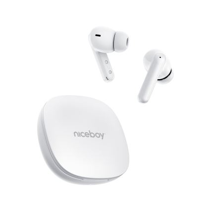 Niceboy Pins 4 PRO - Vezeték nélküli fülhallgató ANC-vel 380 mAh + 2x 35 mAh IP54 fehér