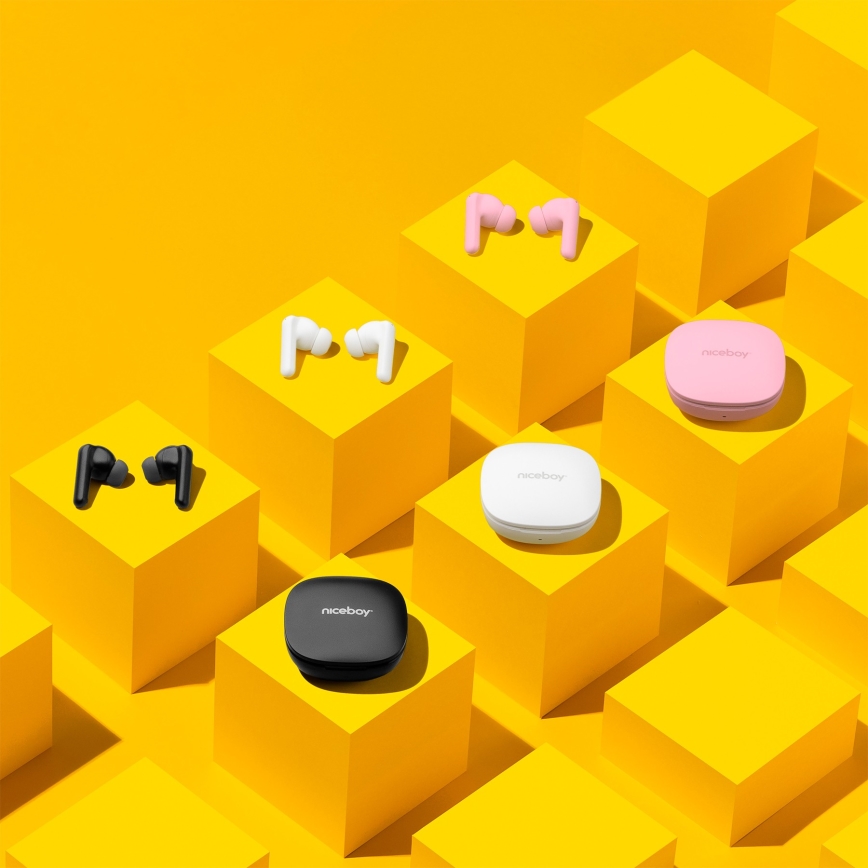 Niceboy Pins 4 PRO - Vezeték nélküli fülhallgató ANC-vel 380 mAh + 2x 35 mAh IP54 fekete