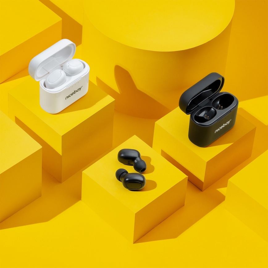Niceboy Podsie 4 - Fehér, IP54 védettségű vezeték nélküli fülhallgató