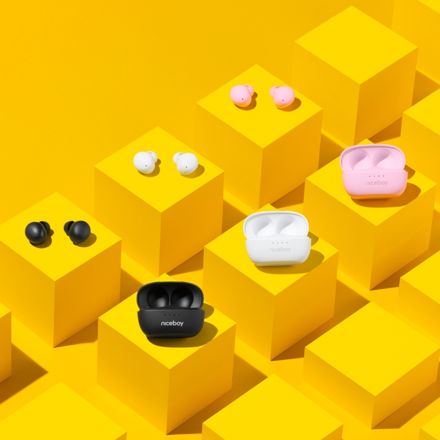 Niceboy Podsie 4 POP - Vezeték nélküli earphones 400 mAh + 2x 40 mAh IPX4 fehér