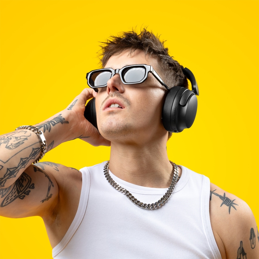 Niceboy Stellar - Vezetélk nélküli fejhallgató mikrofonnal és ANC-vel 400 mAh IPX4 fekete