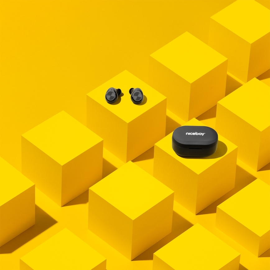 Niceboy Süllyesztett 4 - Vezeték nélküli fülhallgató 500 mAh + 2x 70 mAh IPX5 fekete