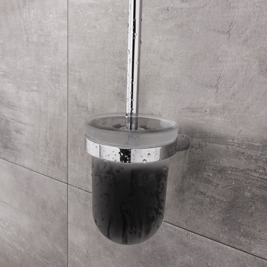 NIMCO BR 11094WN-26 - Falra szerelhető WC kefe BORMO matt üveg/fényezett króm