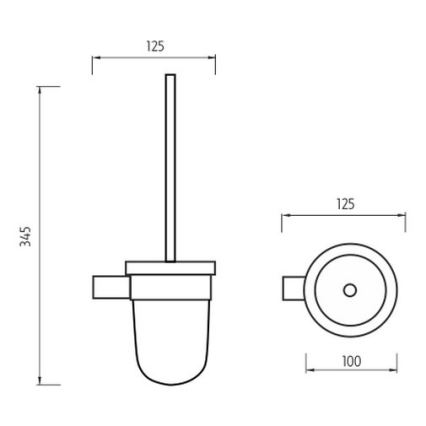 NIMCO BR 11094WN-26 - Falra szerelhető WC kefe BORMO matt üveg/fényezett króm
