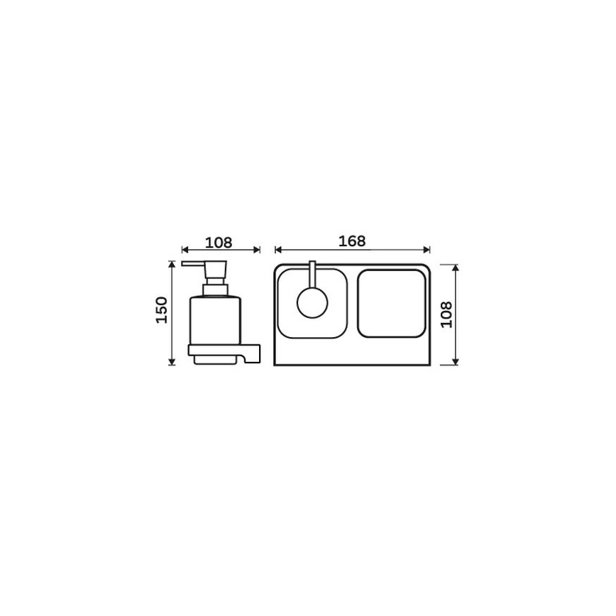 NIMCO MA 2905831K-T-26 - Fali szappanadagoló és fogkefe állvány MAYA 320 mm fehér/fényezett króm