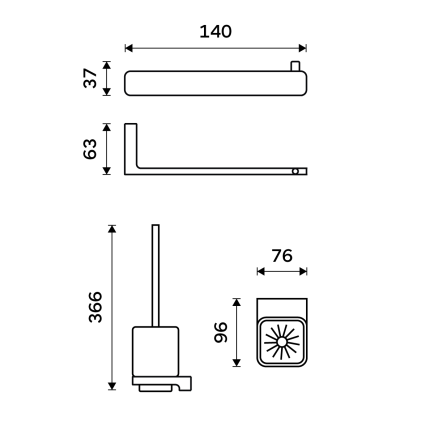 NIMCO MA készlet-94KN-26 - Falra szerelhető WC kefe és wc papír tartó MAYA fényezett króm