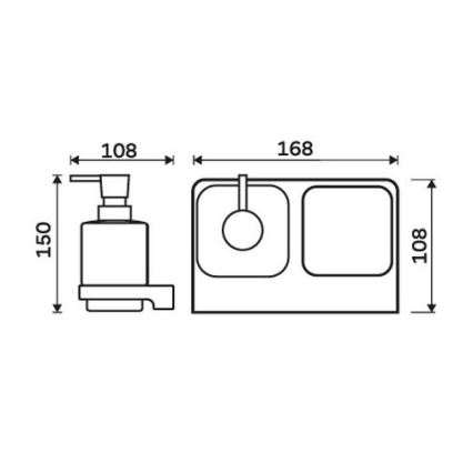 NIMCO MAC 2905831C-T-90 - Fali szappanadagoló és fogkefe állvány MAYA 320 mm matt üveg/matt fekete