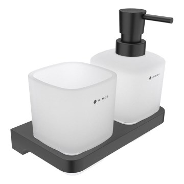 NIMCO MAC 2905831C-T-90 - Fali szappanadagoló és fogkefe állvány MAYA 320 mm matt üveg/matt fekete