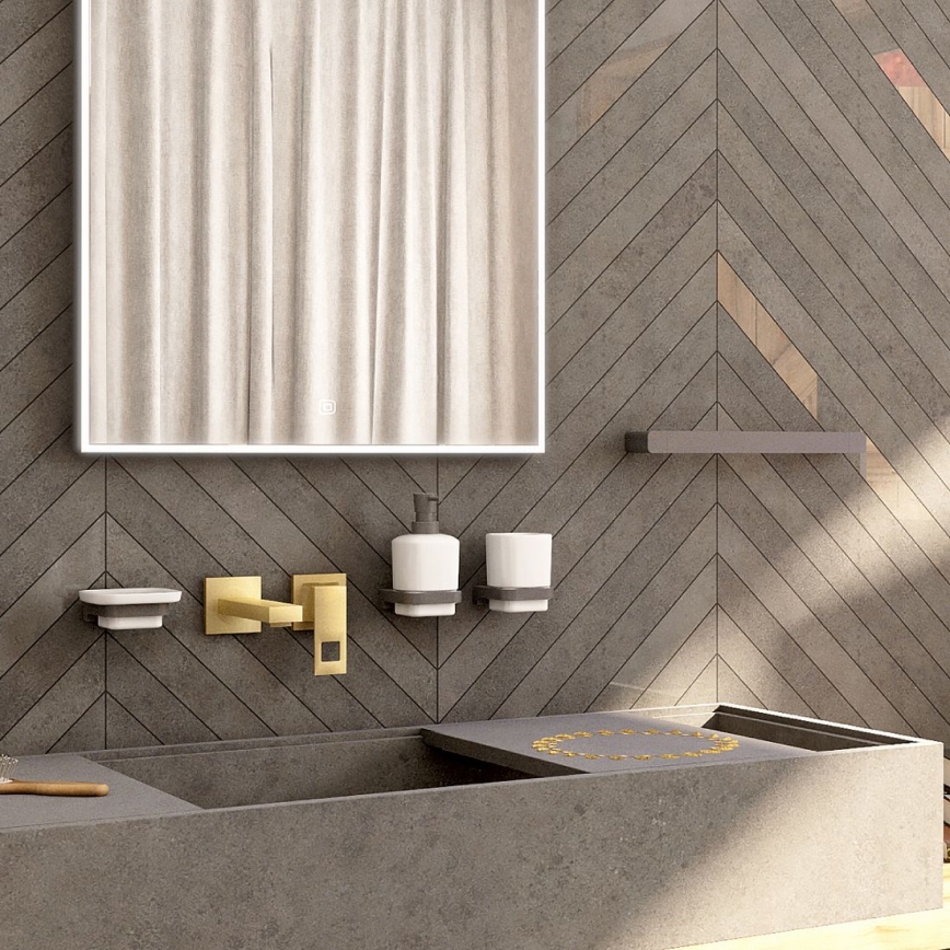 NIMCO MAC 2905831K-T-90 - Fali szappanadagoló és fogkefe állvány MAYA 320 mm fehér/matt fekete