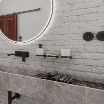 NIMCO MAC 2905831K-T-90 - Fali szappanadagoló és fogkefe állvány MAYA 320 mm fehér/matt fekete