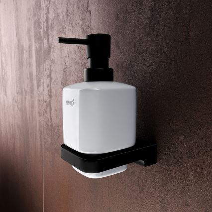 NIMCO MAC készlet-31K-T-90 - Falra szerelhető szappanadagoló, fogkefe állvány és fali kampó MAYA 320 mm fehér/matt fekete