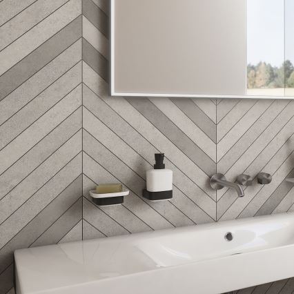 NIMCO NKC készlet-31K-T-90 - Falra szerelhető szappanadagoló, fogkefe állvány és fali kampó NIKAU 320 mm fehér/matt fekete