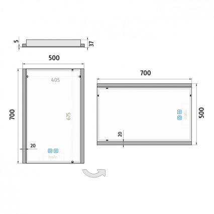NIMCO ZP 11001VX - LED-dimmelhető, háttérvilágítással rendelkező fürdőszobai tükör LED/21W/230V 3000-6500K 70x50 cm IP44