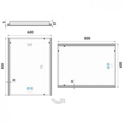 NIMCO ZP 11002VX - LED dimmelhető, háttérvilágítású fürdőszobai tükör LED/24W/230V 3000-6500K 80x60 cm IP44