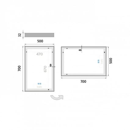 NIMCO ZP 13001VX - dimmelhető LED háttérvilágítású fürdőszobai tükör LED/35W/230V 3000-6500K 70x50 cm IP44