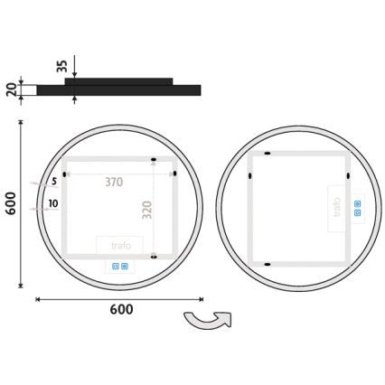 NIMCO ZPC 28000RVX-90 - LED dimmelhető, háttérvilágítású fürdőszobai tükör, LED/26W/230V, 3000–6500K, Ø 60 cm, matt fekete, IP44