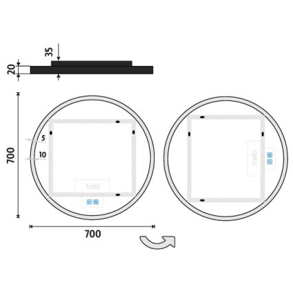 NIMCO ZPC 28001RVX-90 - LED dimmelhető fürdőszobai háttérvilágítású tükör LED/33W/230V 3000-6500K átm. 70 cm matt fekete IP44