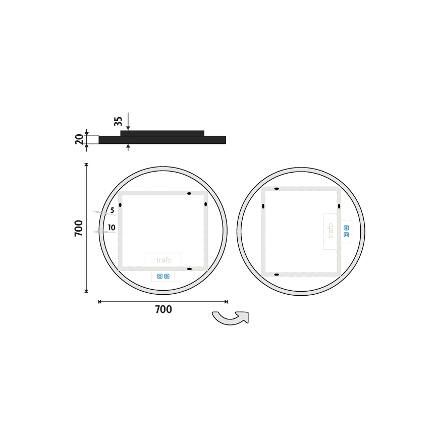 NIMCO ZPC 28001RVX-90 - LED dimmelhető fürdőszobai háttérvilágítású tükör LED/33W/230V 3000-6500K átm. 70 cm matt fekete IP44