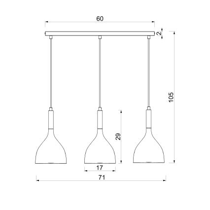 NOAK kábeles függeszték 3xE27/15W/230V bordó