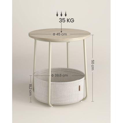 NOIRA kisasztal krémszín/fehér