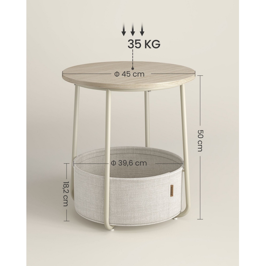 NOIRA kisasztal krémszín/fehér