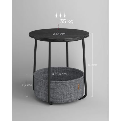 NOIRA oldalsó asztal fekete/szürke