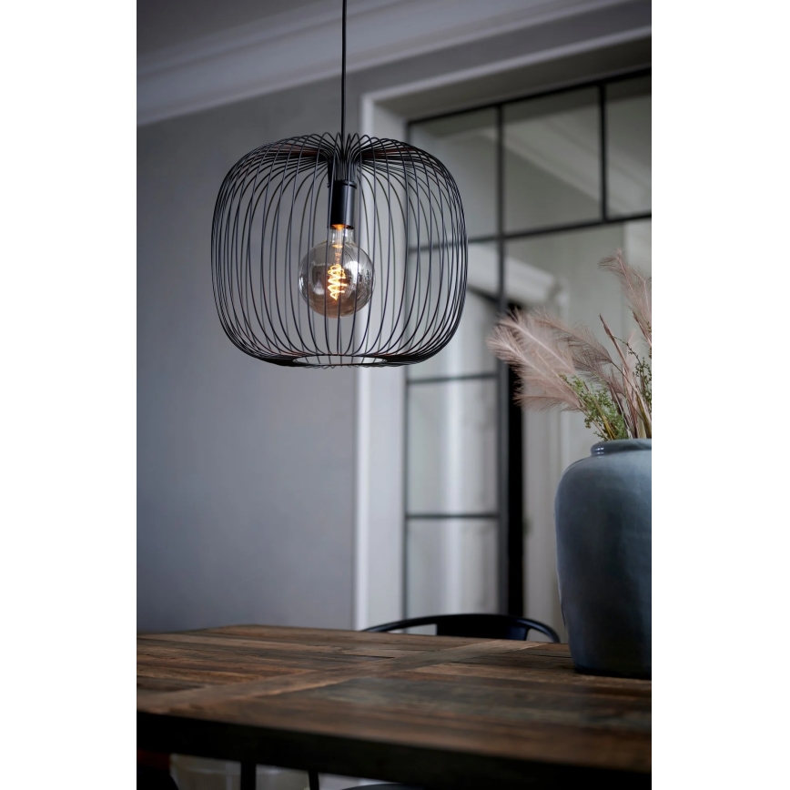 Nordlux - BERONI függőlámpa kábellel 1xE27/60W/230V, fekete, átmérő 40 cm