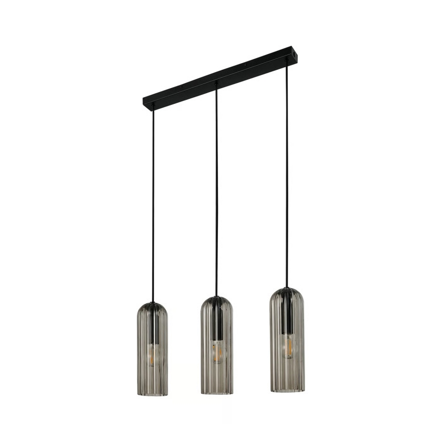 Nordlux - Kábellel függesztett MIELLA csillár 3xE27/25W/230V fekete/füstszínű