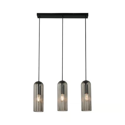 Nordlux - Kábellel függesztett MIELLA csillár 3xE27/25W/230V fekete/füstszínű
