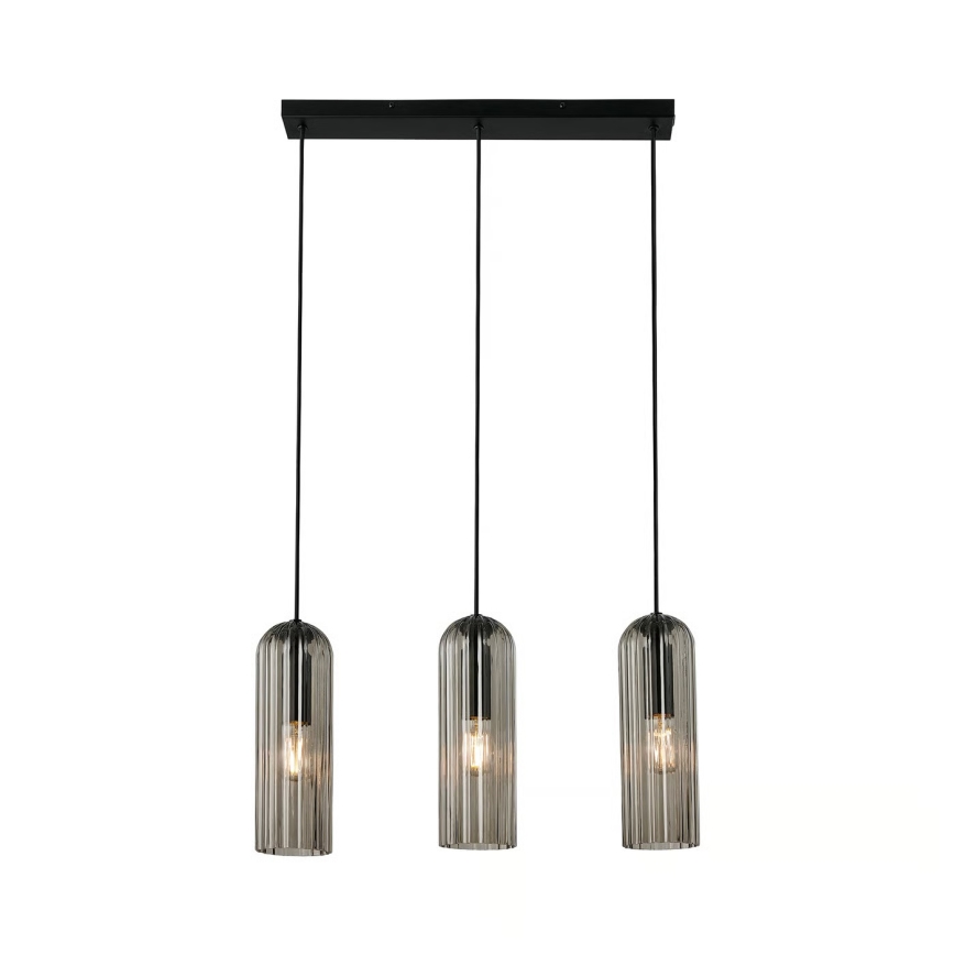 Nordlux - Kábellel függesztett MIELLA csillár 3xE27/25W/230V fekete/füstszínű