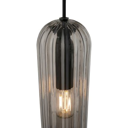 Nordlux - Kábellel függesztett MIELLA csillár 3xE27/25W/230V fekete/füstszínű