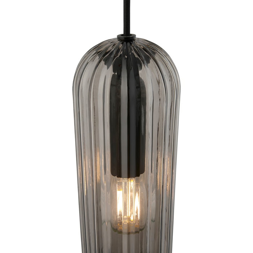 Nordlux - Kábellel függesztett MIELLA csillár 3xE27/25W/230V fekete/füstszínű