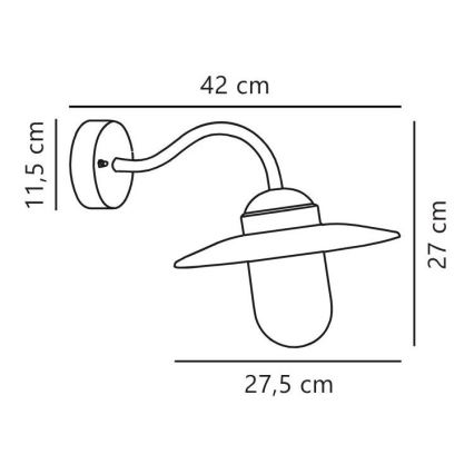 Nordlux - Kültéri fali lámpa LUXEMBOURG 1xE27/60W/230V IP54 barna/patinás