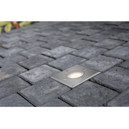 Nordlux - Kültéri taposólámpa PATO 1xGU10/35W/230V IP65 matt króm szögletes