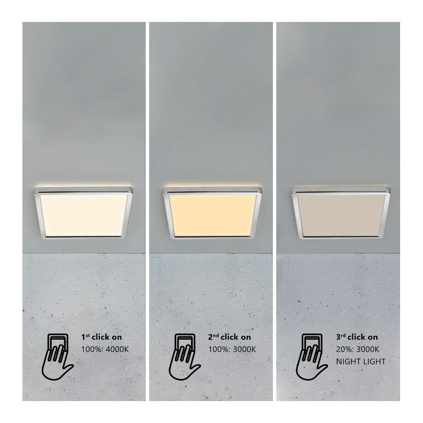 Nordlux - LED fényerőszabályozható fürdőszobai mennyezeti lámpatest OJA LED/14,5W/230V 3000/4000K IP54 30x30 cm