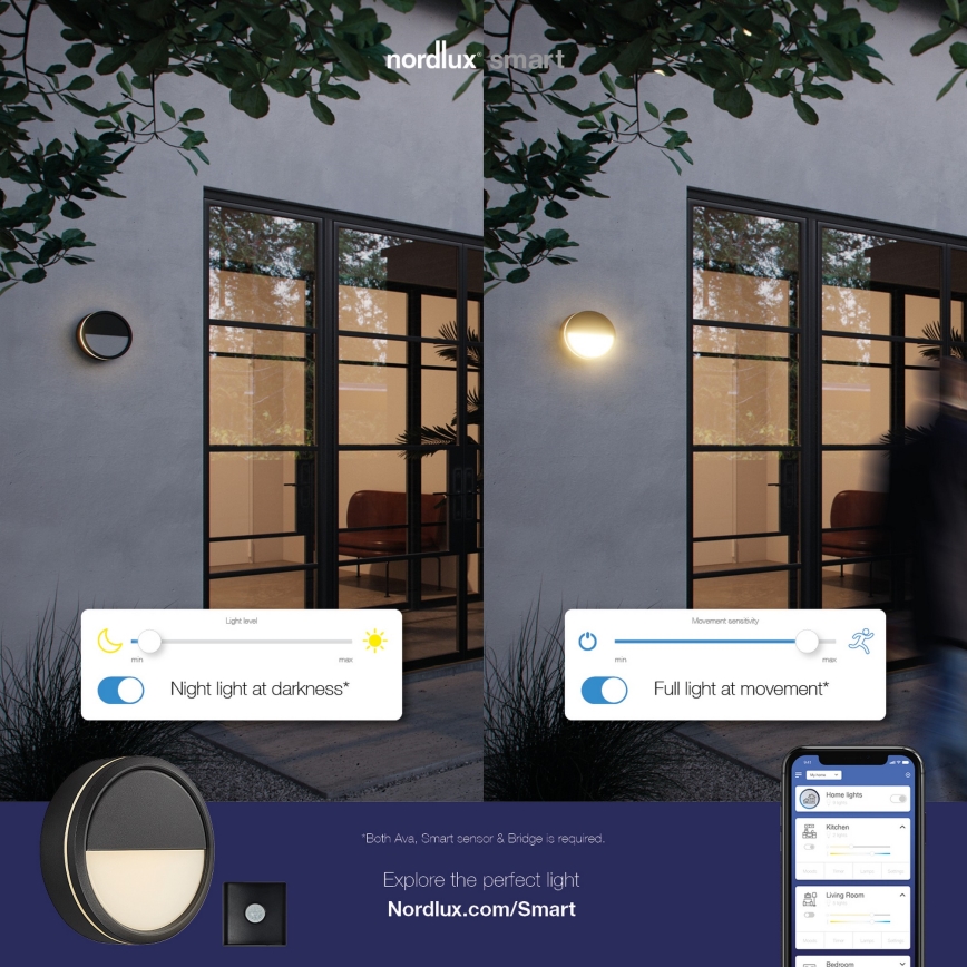 Nordlux - LED Dimmelhető kültéri fali lámpa AVA SMART LED/9,5W/230V 2700K IP54 fekete