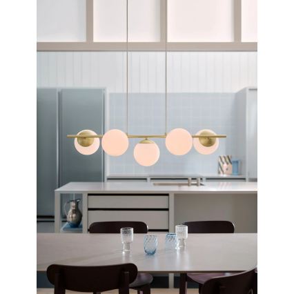 Nordlux - LILLY kábellel függesztett csillár 5xE14/10W/230V sárgaréz