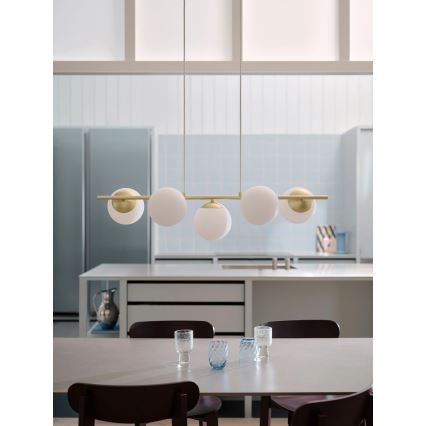 Nordlux - LILLY kábellel függesztett csillár 5xE14/10W/230V sárgaréz