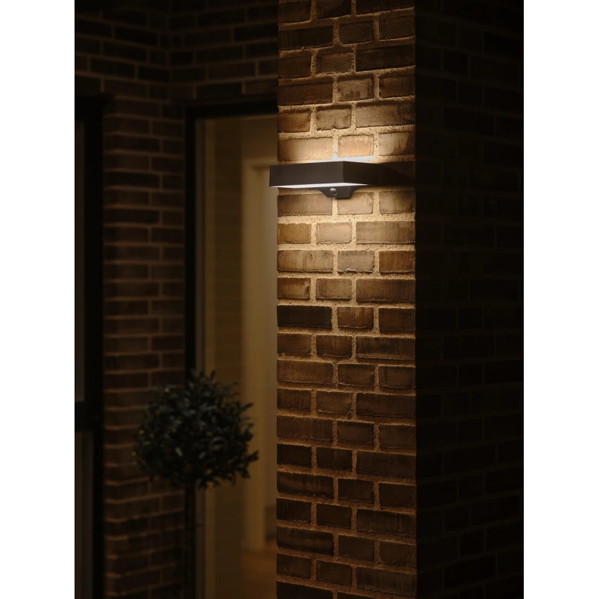Nordlux - LED napelemes fali lámpa mozgásérzékelővel MONAY LED/5W/5V 3000K IP44 2000 mAh fekete