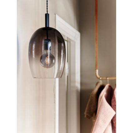 Nordlux - UMA kábeles függőlámpa 1xE27/40W/230V Ø 23 cm fekete/füstszínű