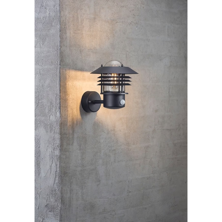 Nordlux - Kültéri fali lámpatest érzékelővel VEJERS 1xE27/60W/230V IP54 fekete
